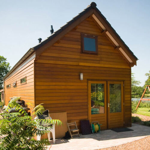 Opgeleverde prefab vakantiewoning.